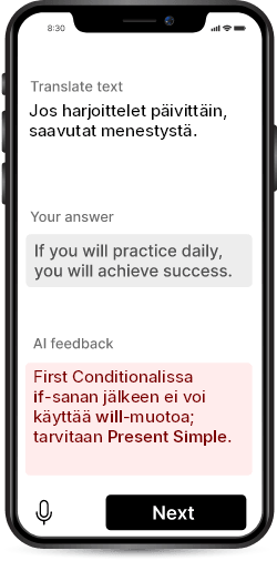 Englannin kieliopin harjoittelija